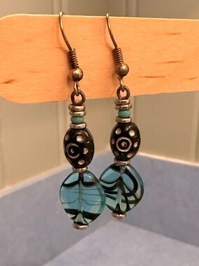 Blue Glass Drop Earrings